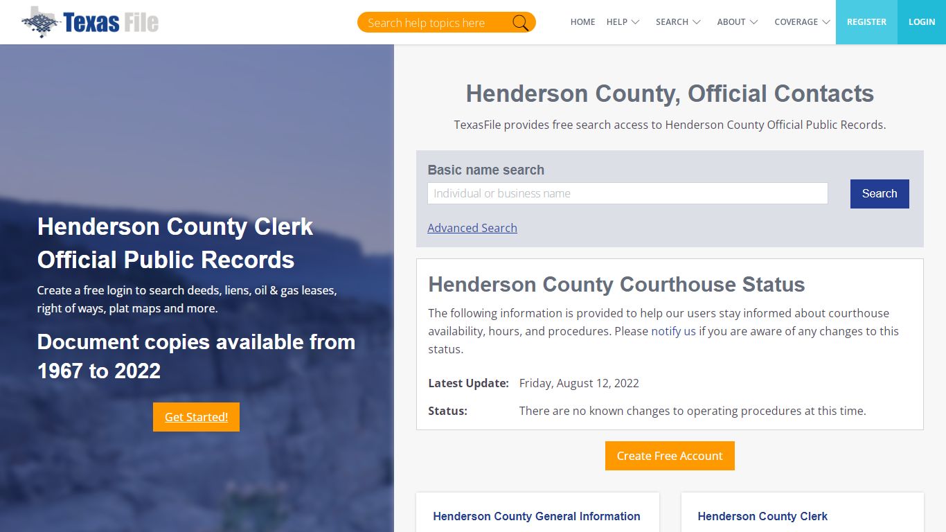 Henderson County Clerk Official Public Records | TexasFile